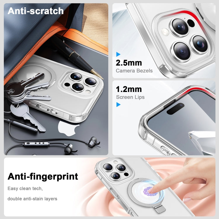 For iPhone 16 Pro Frosted Skin Feel MagSafe Holder 360 Full Body Phone Case(Transparent) - iPhone 16 Pro Cases by PMC Jewellery | Online Shopping South Africa | PMC Jewellery | Buy Now Pay Later Mobicred