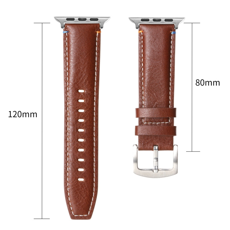 Stitched Genuine Leather Watch Band For Apple Watch 46mm / 49mm / 45mm / 44mm(Pull Up Leather Brown) - Watch Bands by PMC TechLife | Online Shopping South Africa | PMC TechLife | Buy Now Pay Later Mobicred