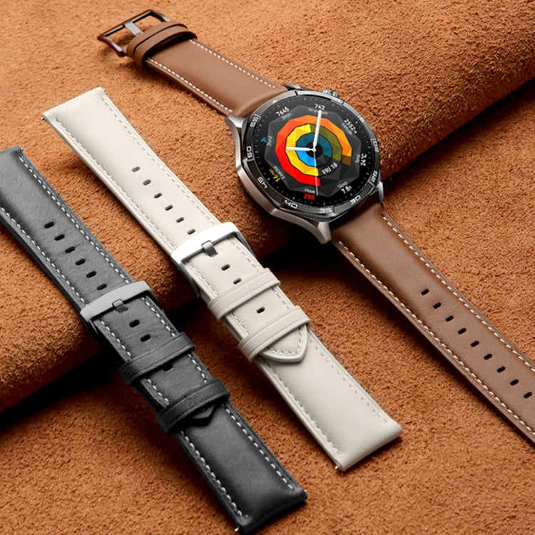 For Huawei Watch GT 5 46mm Silver Buckle Genuine Leather Watch Band(Blue) - free shipping - PMC TechLife - Order now!