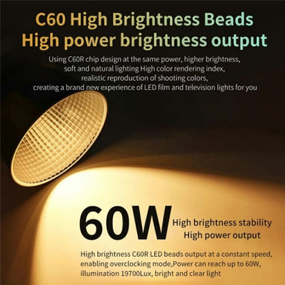 C60R 60W RGB Stage Lamp Professional Video Photography COB Fill Light, Plug:UK Plug - Selfie Light by PMC Jewellery | Online Shopping South Africa | PMC Jewellery | Buy Now Pay Later Mobicred