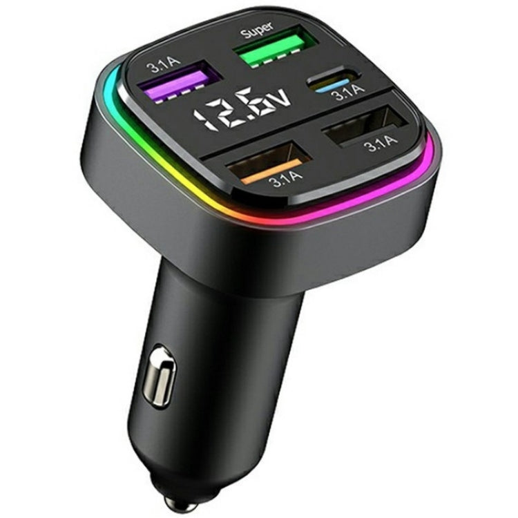 K34 With LED Display 5 Port USB Car Charger Cigarette Lighter Adapter - Car Charger by PMC Jewellery | Online Shopping South Africa | PMC Jewellery | Buy Now Pay Later Mobicred