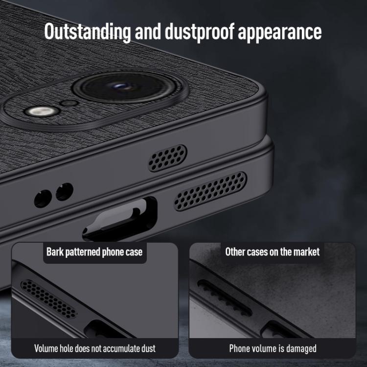 For iPhone 16e Tree Bark Leather Shockproof Phone Case(Black) - iPhone 16e Cases by PMC TechLife | Online Shopping South Africa | PMC TechLife | Buy Now Pay Later Mobicred