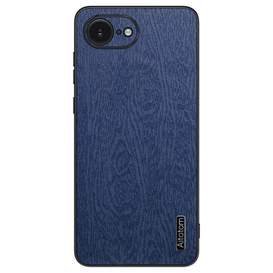 For iPhone 16e Tree Bark Leather Shockproof Phone Case(Blue) - iPhone 16e Cases by PMC Jewellery | Online Shopping South Africa | PMC Jewellery | Buy Now Pay Later Mobicred