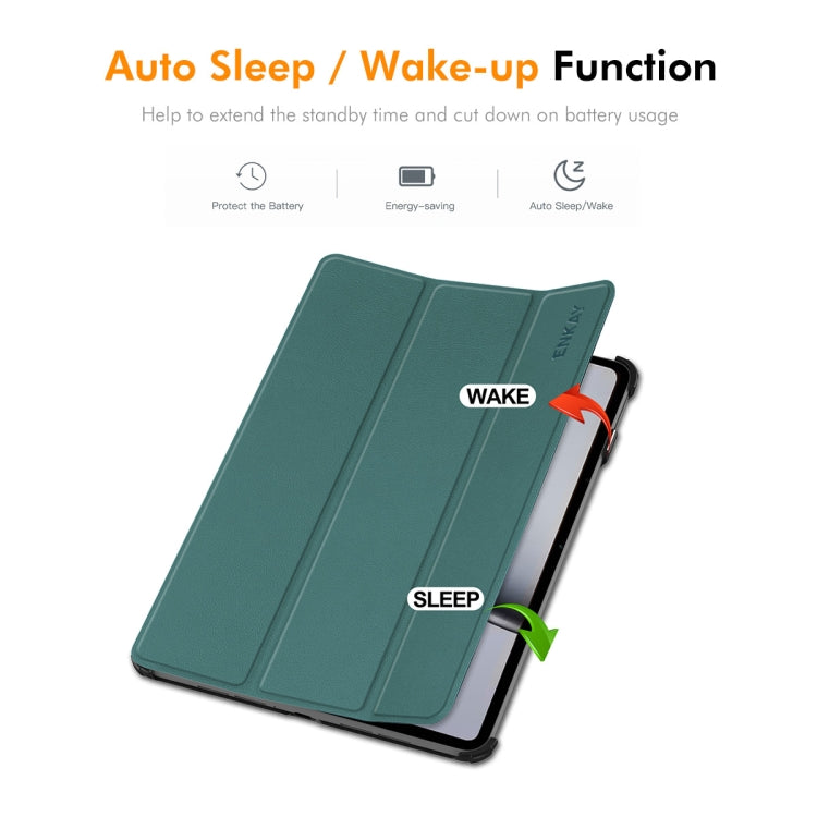 For OnePlus Pad 2 / Pad Pro 12.1 ENKAY Tri-fold Custer Texture Platic Leather Smart Tablet Case(Black) - free shipping - PMC TechLife - Order now!