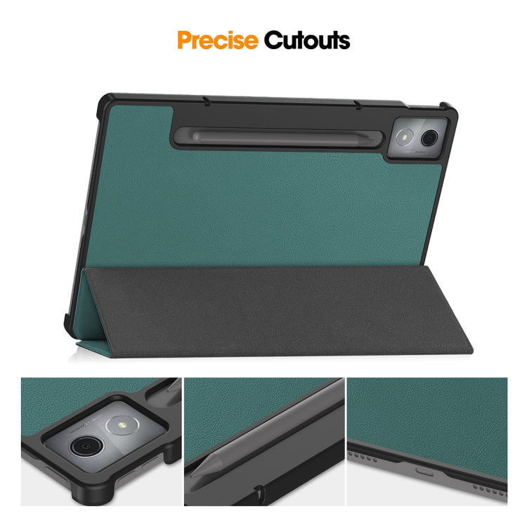 For Lenovo Xiaoxin Pad Pro 12.7 2025 ENKAY Tri-fold Custer Texture Platic Leather Smart Tablet Case(Dark Blue) - free shipping - PMC TechLife - Order now!