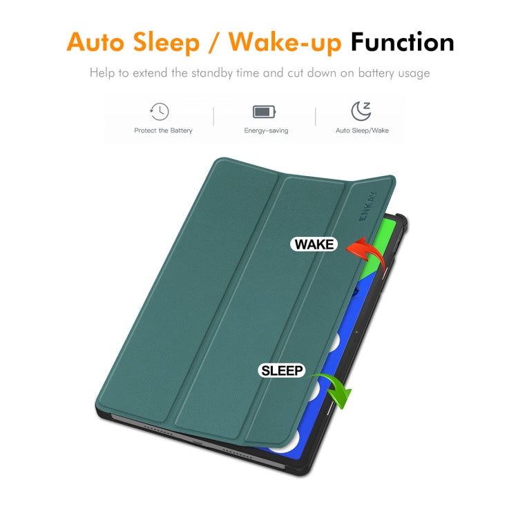 For Lenovo Xiaoxin Pad Pro 12.7 2025 ENKAY Tri-fold Custer Texture Platic Leather Smart Tablet Case(Grey) - free shipping - PMC TechLife - Order now!
