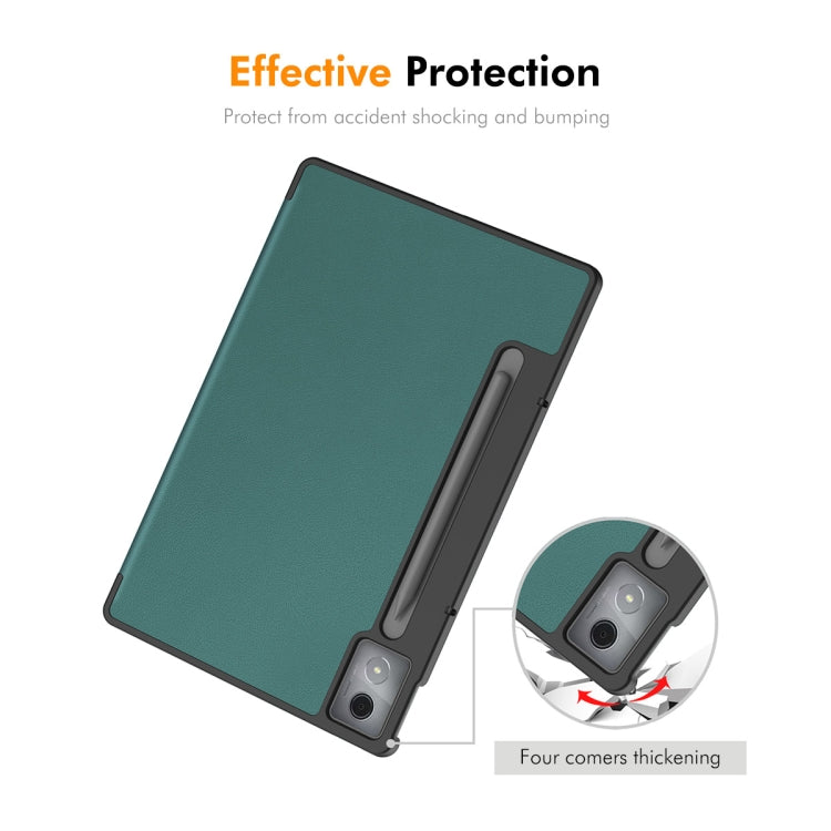 For Lenovo Xiaoxin Pad Pro 12.7 2025 ENKAY Tri-fold Custer Texture Platic Leather Smart Tablet Case(Grey) - free shipping - PMC TechLife - Order now!