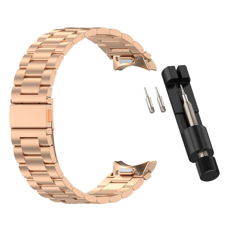 For Samsung Galaxy Watch FE 40mm Three Beads Button Quick Release Metal Watch Band(Rose Gold) - free shipping - PMC TechLife - Order now!