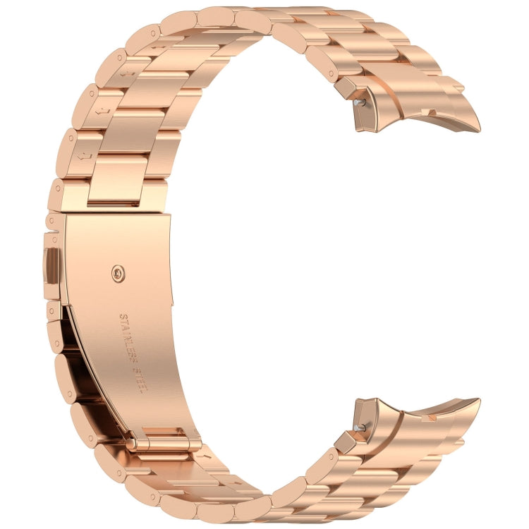 For Samsung Galaxy Watch 4 40 / 44mm Three Beads Button Quick Release Metal Watch Band(Rose Gold) - free shipping - PMC TechLife - Order now!