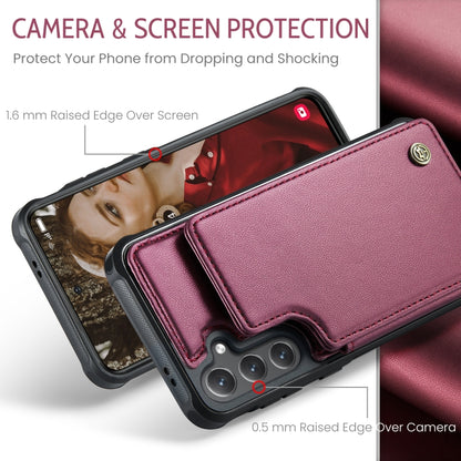 For Samsung Galaxy S24 FE 5G CaseMe C22 Card Slots Holder RFID Anti-theft Phone Case(Red) - Galaxy S24 FE 5G Cases by CaseMe | Online Shopping South Africa | PMC Jewellery | Buy Now Pay Later Mobicred