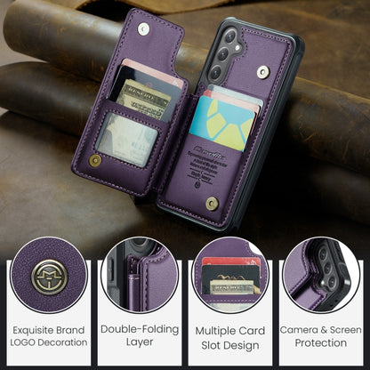 For Samsung Galaxy S24 FE 5G CaseMe C22 Card Slots Holder RFID Anti-theft Phone Case(Purple) - Galaxy S24 FE 5G Cases by CaseMe | Online Shopping South Africa | PMC Jewellery | Buy Now Pay Later Mobicred