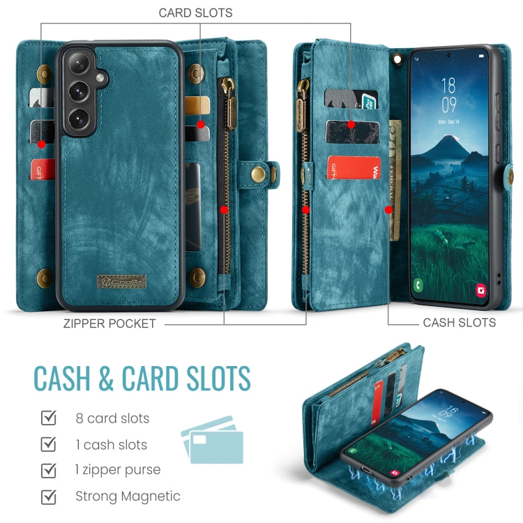 For Samsung Galaxy S24 FE 5G CaseMe 008 Detachable Multifunctional Leather Phone Case(Blue) - Galaxy S24 FE 5G Cases by CaseMe | Online Shopping South Africa | PMC Jewellery | Buy Now Pay Later Mobicred