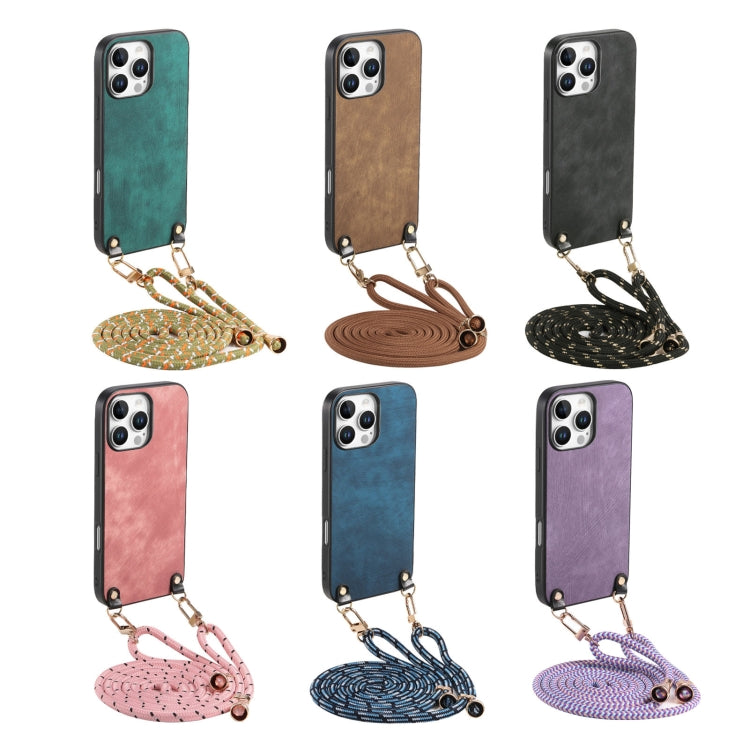 For  iPhone 16e Vintage Leather PC Back Cover Phone Case with Crossbody Strap(Purple) - iPhone 16e Cases by PMC TechLife | Online Shopping South Africa | PMC TechLife | Buy Now Pay Later Mobicred