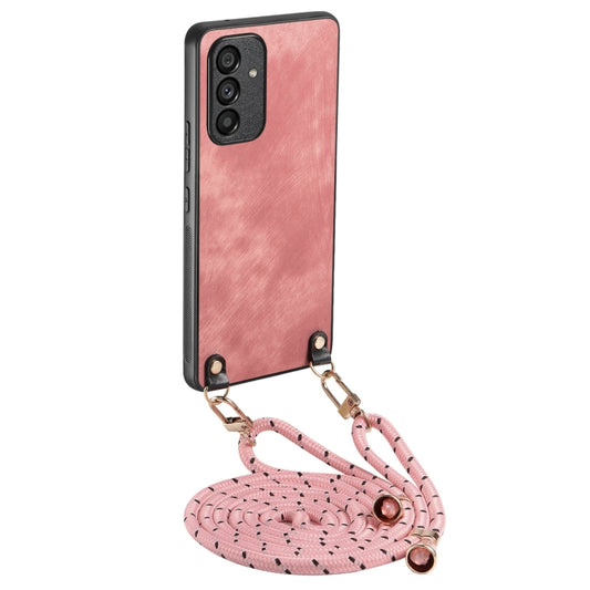 For Samsung Galaxy S25 5G Vintage Leather PC Back Cover Phone Case with Crossbody Strap(Pink) - Galaxy S25 5G Cases by PMC Jewellery | Online Shopping South Africa | PMC Jewellery | Buy Now Pay Later Mobicred