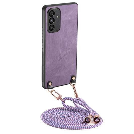 For Samsung Galaxy S25 5G Vintage Leather PC Back Cover Phone Case with Crossbody Strap(Purple) - Galaxy S25 5G Cases by PMC Jewellery | Online Shopping South Africa | PMC Jewellery | Buy Now Pay Later Mobicred