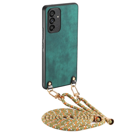 For Samsung Galaxy S25+ 5G Vintage Leather PC Back Cover Phone Case with Crossbody Strap(Green) - Galaxy S25+ 5G Cases by PMC Jewellery | Online Shopping South Africa | PMC Jewellery | Buy Now Pay Later Mobicred