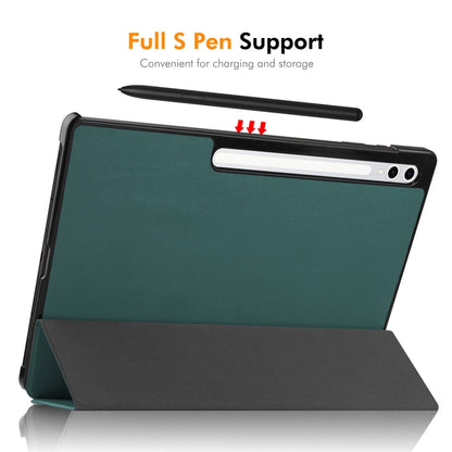 For Samsung Galaxy Tab S10+ / S9+ / S9 FE+ ENKAY Tri-fold Custer Texture Plastic Leather Smart Tablet Case with Pen Slot(Black) - Galaxy Tab S9+ Cases by ENKAY | Online Shopping South Africa | PMC Jewellery | Buy Now Pay Later Mobicred