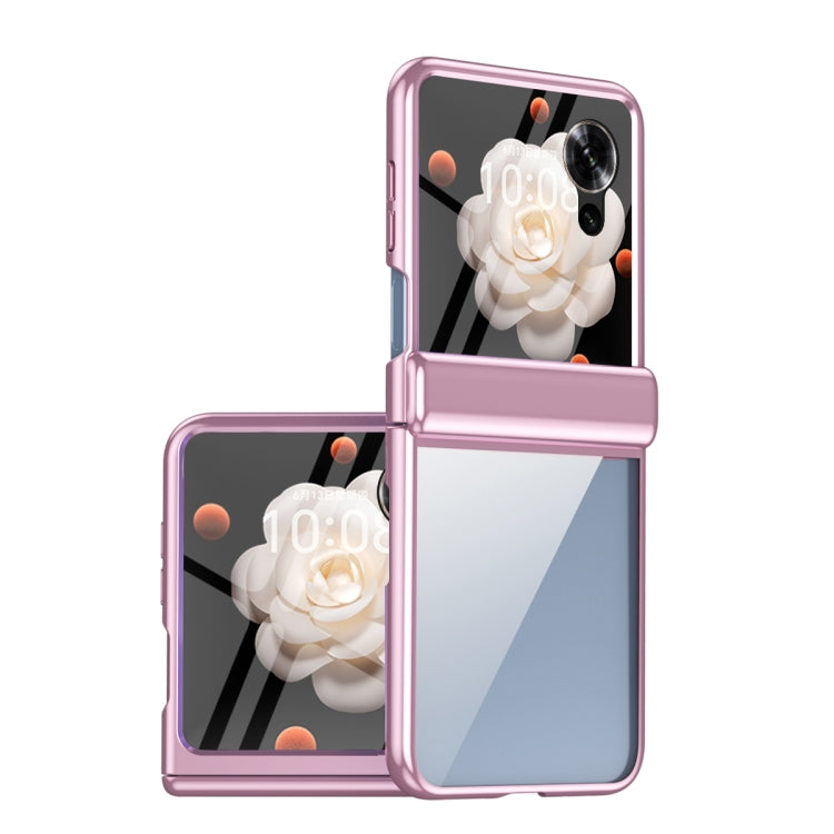 For Honor Magic V Flip Plating Transparent Folding Hinged Phone Case(Pink) - Honor Cases by PMC TechLife | Online Shopping South Africa | PMC TechLife | Buy Now Pay Later Mobicred