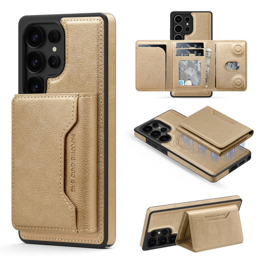 For Samsung Galaxy S25+ 5G Shield Multi-functional MagSafe Card Bag Phone Case(Desert Gold) - Galaxy S25+ 5G Cases by PMC Jewellery | Online Shopping South Africa | PMC Jewellery | Buy Now Pay Later Mobicred