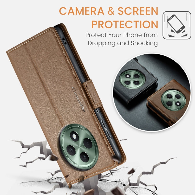 For OPPO Reno12 F /12 FS 5G CaseMe 023 Butterfly Buckle Litchi Texture RFID Anti-theft Leather Phone Case(Brown) - Reno12 F Cases by CaseMe | Online Shopping South Africa | PMC Jewellery | Buy Now Pay Later Mobicred