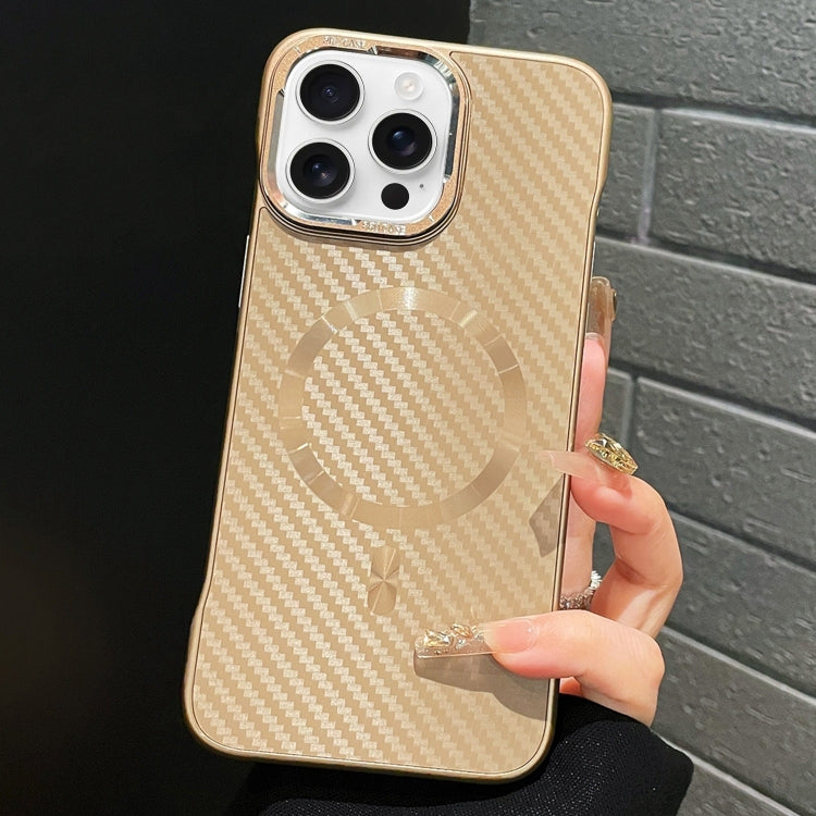For iPhone 12 Pro Max AG Carbon Fiber Frameless MagSafe Phone Case(Gold) - iPhone 12 Pro Max Cases by PMc TechLife | Online Shopping South Africa | PMc TechLife | Buy Now Pay Later Mobicred