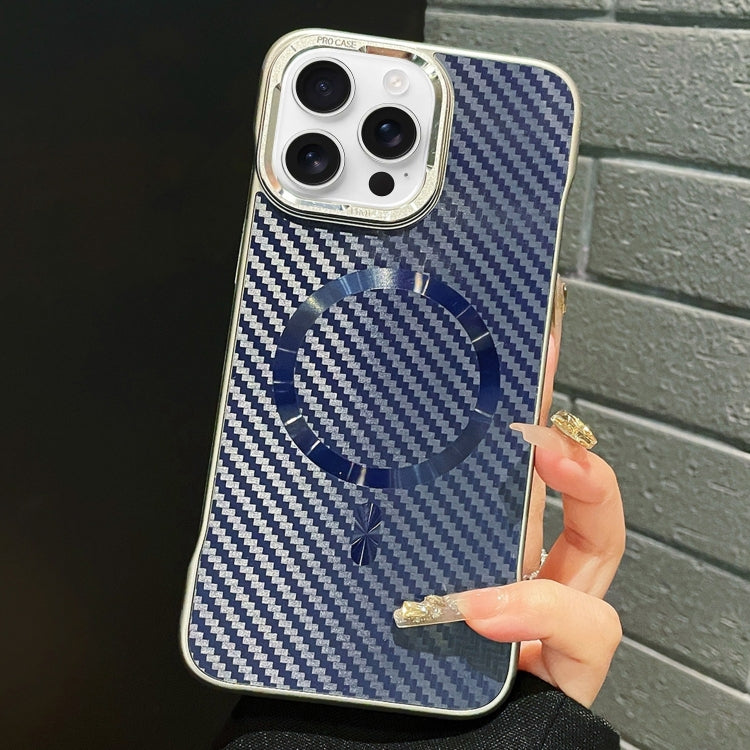 For iPhone 16 Pro Max AG Carbon Fiber Frameless MagSafe Phone Case(Blue) - iPhone 16 Pro Max Cases by PMc TechLife | Online Shopping South Africa | PMc TechLife | Buy Now Pay Later Mobicred