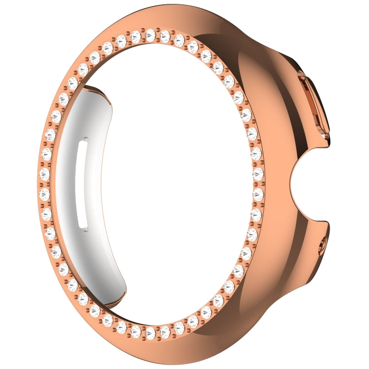 For Google Pixel Watch Diamond Electroplated PC Half Coverage Watch Protective Case(Rose Gold) - Watch Cases by PMC TechLife | Online Shopping South Africa | PMC TechLife | Buy Now Pay Later Mobicred