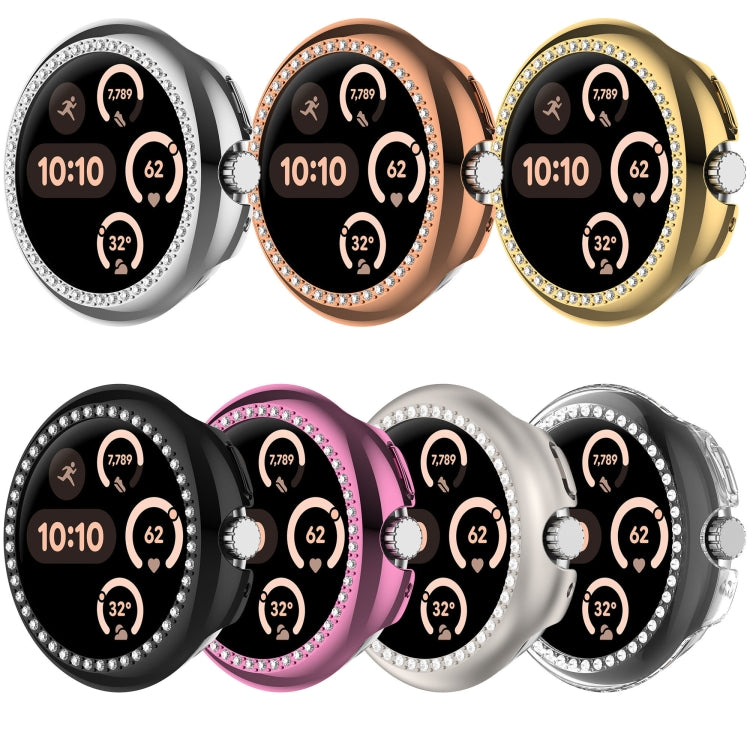For Google Pixel Watch Diamond Electroplated PC Half Coverage Watch Protective Case(Transparent Color) - Watch Cases by PMC TechLife | Online Shopping South Africa | PMC TechLife | Buy Now Pay Later Mobicred