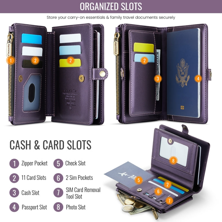 CaseMe-Me60 Multi-functional Anti-theft Swipe Passport Wallet(Purple) -  by CaseMe | Online Shopping South Africa | PMC Jewellery | Buy Now Pay Later Mobicred