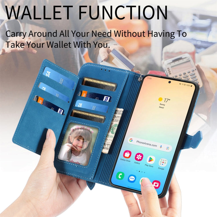 For Samsung Galaxy S25 Ultra 5G Embossed Flower Zipper Leather Phone Case(Brown) - Galaxy S25 Ultra 5G Cases by PMC TechLife | Online Shopping South Africa | PMC TechLife | Buy Now Pay Later Mobicred