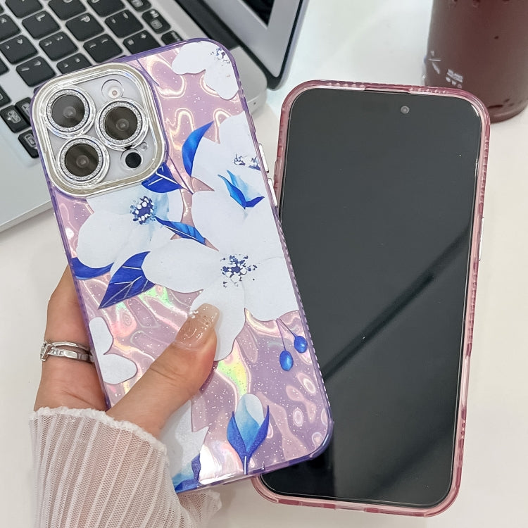 For iPhone 16e Electroplating Flowers Plants Texture TPU Phone Case(Bougainvillea FL8) - iPhone 16e Cases by PMC TechLife | Online Shopping South Africa | PMC TechLife | Buy Now Pay Later Mobicred