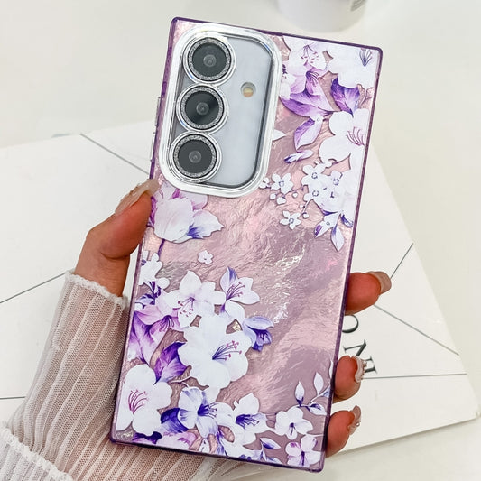 For Samsung Galaxy S25 5G Electroplating Flowers Plants Texture TPU Phone Case(Azalea FL4) - Galaxy S25 5G Cases by PMC Jewellery | Online Shopping South Africa | PMC Jewellery | Buy Now Pay Later Mobicred