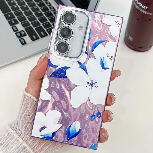 For Samsung Galaxy S25 5G Electroplating Flowers Plants Texture TPU Phone Case(Bougainvillea FL8) - Galaxy S25 5G Cases by PMC Jewellery | Online Shopping South Africa | PMC Jewellery | Buy Now Pay Later Mobicred