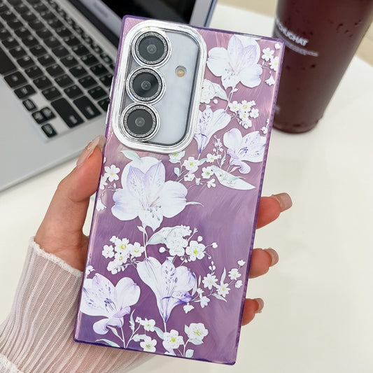 For Samsung Galaxy S25 5G Electroplating Flowers Plants Texture TPU Phone Case(Pale Purple Flower FL11) - Galaxy S25 5G Cases by PMC Jewellery | Online Shopping South Africa | PMC Jewellery | Buy Now Pay Later Mobicred