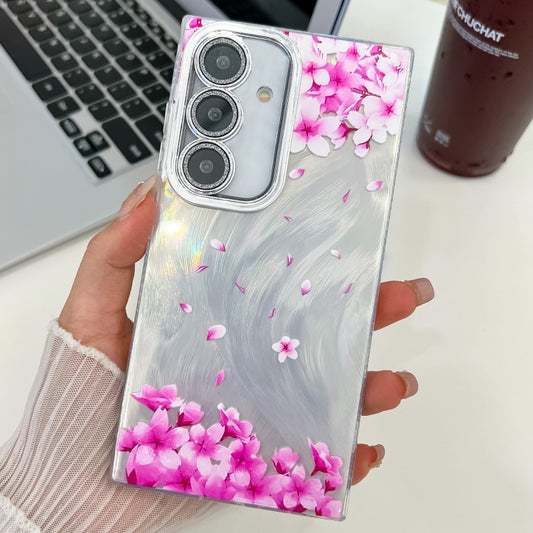 For Samsung Galaxy S25 5G Electroplating Flowers Plants Texture TPU Phone Case(Sakura FL12) - Galaxy S25 5G Cases by PMC Jewellery | Online Shopping South Africa | PMC Jewellery | Buy Now Pay Later Mobicred