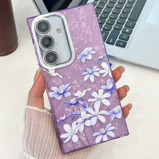 For Samsung Galaxy S25 5G Electroplating Flowers Plants Texture TPU Phone Case(Lilac Flowers FL16) - Galaxy S25 5G Cases by PMC Jewellery | Online Shopping South Africa | PMC Jewellery | Buy Now Pay Later Mobicred