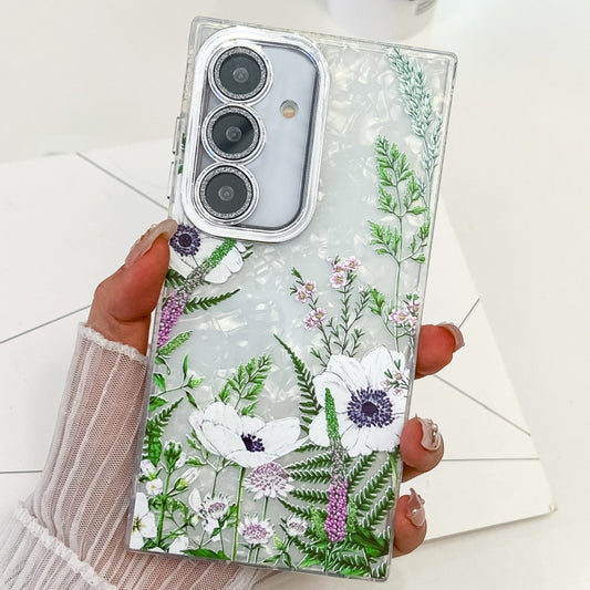 For Samsung Galaxy S25+ 5G Electroplating Flowers Plants Texture TPU Phone Case(Green Plants FL5) - Galaxy S25+ 5G Cases by PMC Jewellery | Online Shopping South Africa | PMC Jewellery | Buy Now Pay Later Mobicred