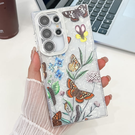 For Samsung Galaxy S25 Ultra 5G Electroplating Flowers Plants Texture TPU Phone Case(Butterfly Love Flower FL17) - Galaxy S25 Ultra 5G Cases by PMC Jewellery | Online Shopping South Africa | PMC Jewellery | Buy Now Pay Later Mobicred