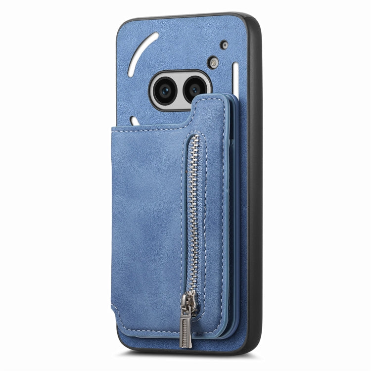 For Nothing CMF Phone 1 Retro MagSafe Zipper Wallet Card Bag Back Phone Case(Blue) - More Brand by PMC TechLife | Online Shopping South Africa | PMC TechLife | Buy Now Pay Later Mobicred