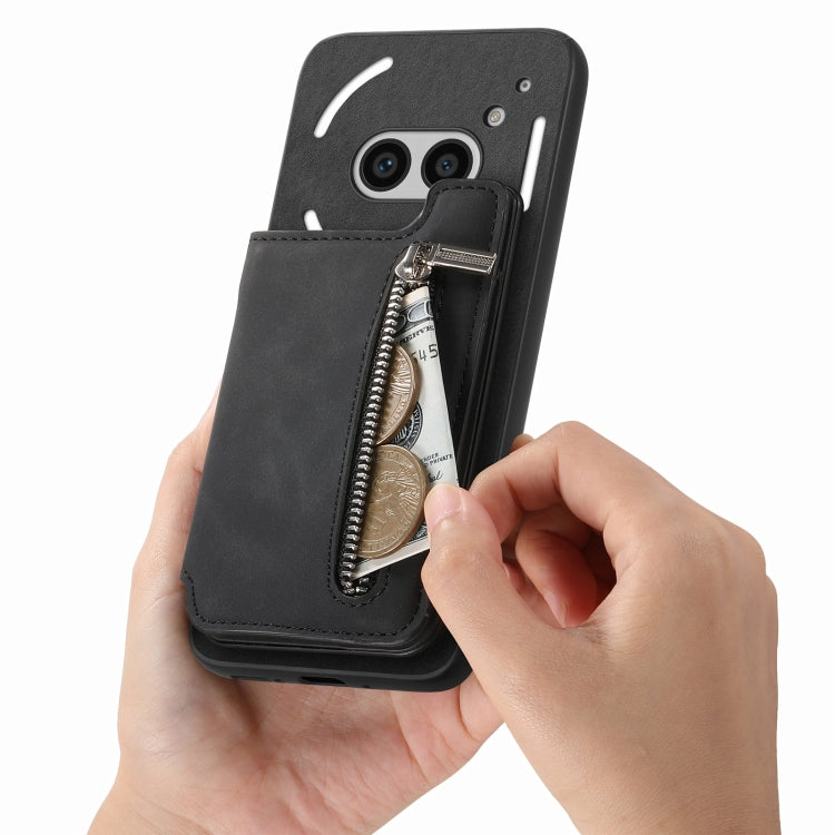 For Nothing CMF Phone 1 Retro MagSafe Zipper Wallet Card Bag Back Phone Case(Black) - More Brand by PMC TechLife | Online Shopping South Africa | PMC TechLife | Buy Now Pay Later Mobicred