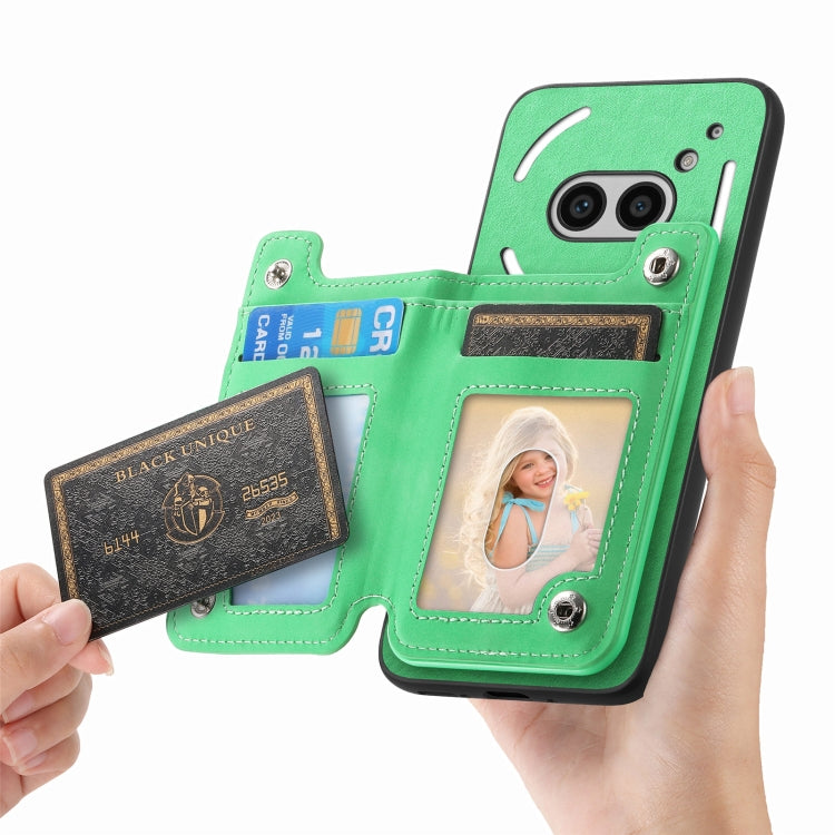 For Nothing Phone 2a Retro MagSafe Zipper Wallet Card Bag Back Phone Case(Green) - More Brand by PMC TechLife | Online Shopping South Africa | PMC TechLife | Buy Now Pay Later Mobicred
