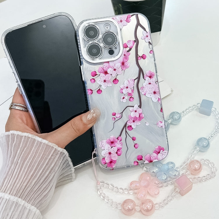 For iPhone 16e Electroplating Flowers Plants Texture Wristband TPU Phone Case(Sketch Lily FL9) - iPhone 16e Cases by PMC TechLife | Online Shopping South Africa | PMC TechLife | Buy Now Pay Later Mobicred