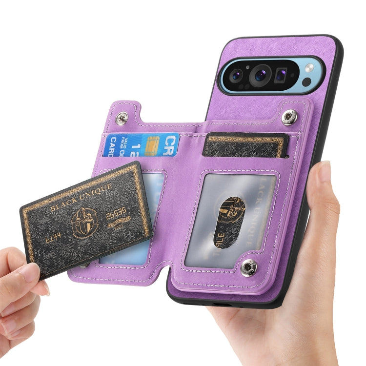 For Google Pixel 7a Retro MagSafe Zipper Wallet Card Bag Back Phone Case(Purple) - free shipping - PMC TechLife - Order now!