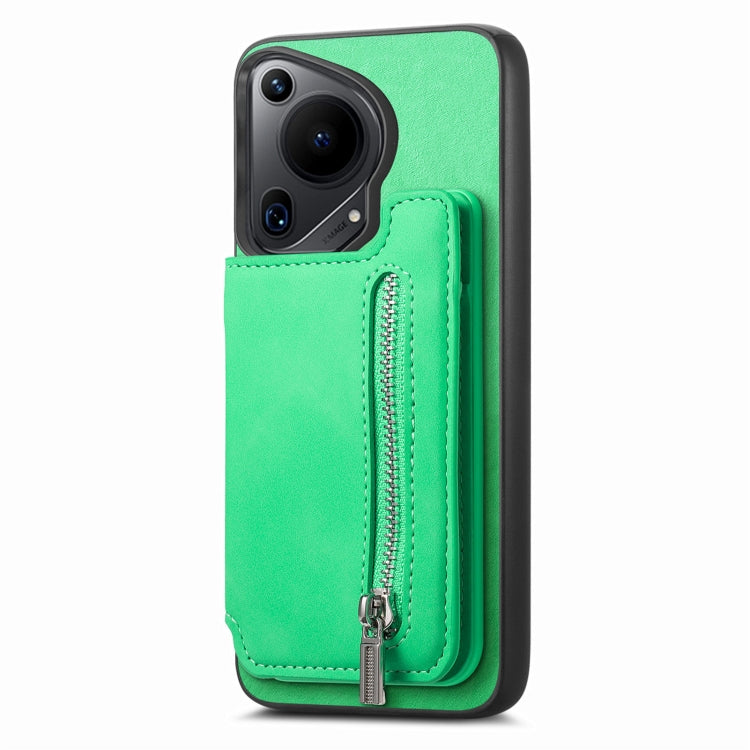 For Huawei nova 12 / 13 Retro MagSafe Zipper Wallet Card Bag Back Phone Case(Green) - Huawei Cases by PMC TechLife | Online Shopping South Africa | PMC TechLife | Buy Now Pay Later Mobicred