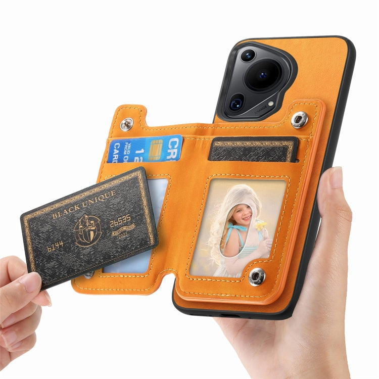 For Huawei nova 13 Pro Retro MagSafe Zipper Wallet Card Bag Back Phone Case(Yellow) - Huawei Cases by PMC TechLife | Online Shopping South Africa | PMC TechLife | Buy Now Pay Later Mobicred