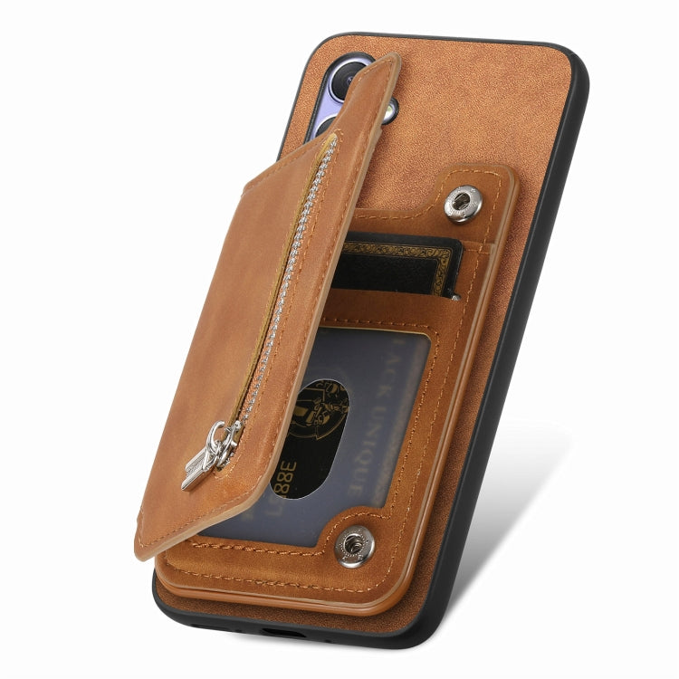 For Huawei nova 13 Pro Retro MagSafe Zipper Wallet Card Bag Back Phone Case(Brown) - Huawei Cases by PMC TechLife | Online Shopping South Africa | PMC TechLife | Buy Now Pay Later Mobicred
