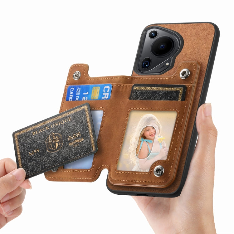 For Huawei nova 13 Pro Retro MagSafe Zipper Wallet Card Bag Back Phone Case(Brown) - Huawei Cases by PMC TechLife | Online Shopping South Africa | PMC TechLife | Buy Now Pay Later Mobicred