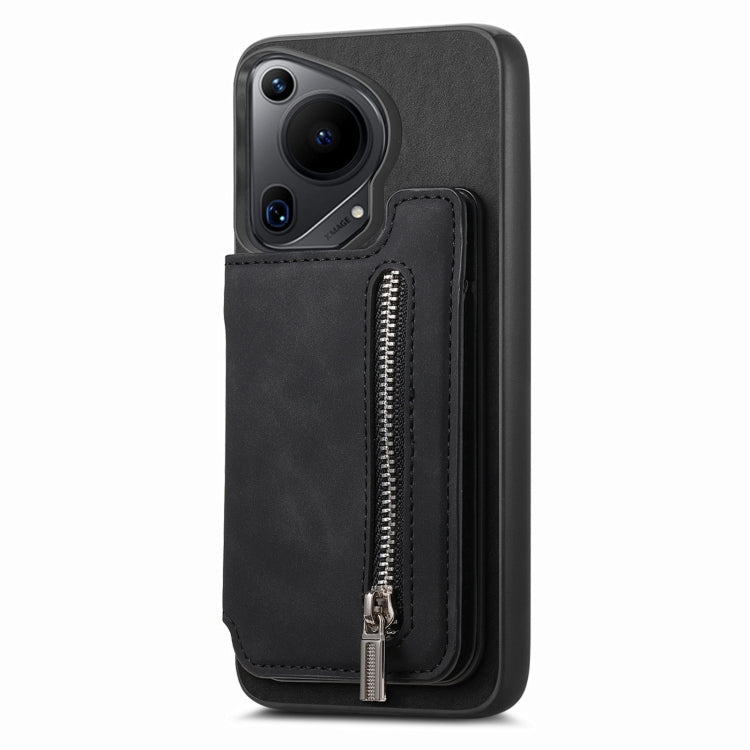 For Huawei nova 13 Pro Retro MagSafe Zipper Wallet Card Bag Back Phone Case(Black) - free shipping - PMC TechLife - Order now!