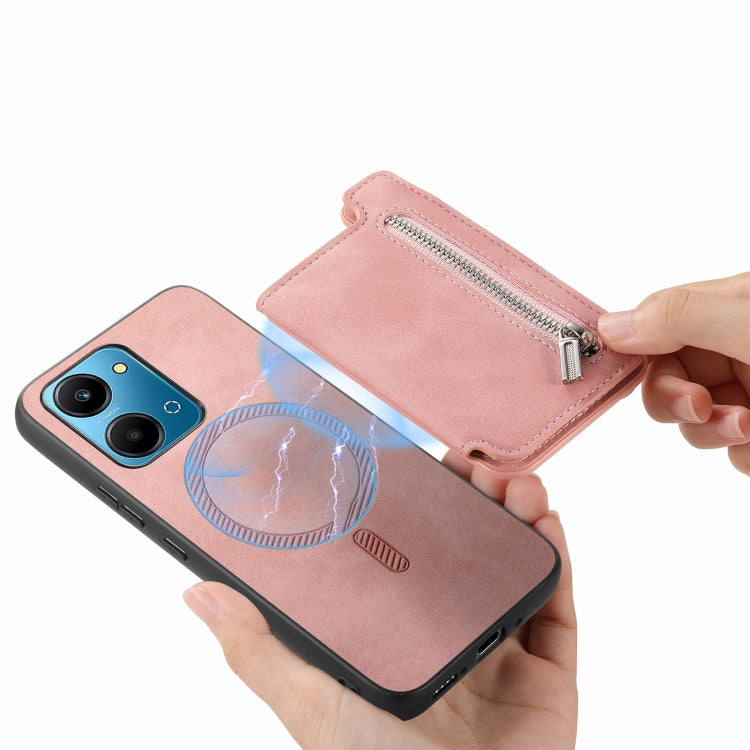 For Honor X8b Retro MagSafe Zipper Wallet Card Bag Back Phone Case(Pink) - free shipping - PMC TechLife - Order now!