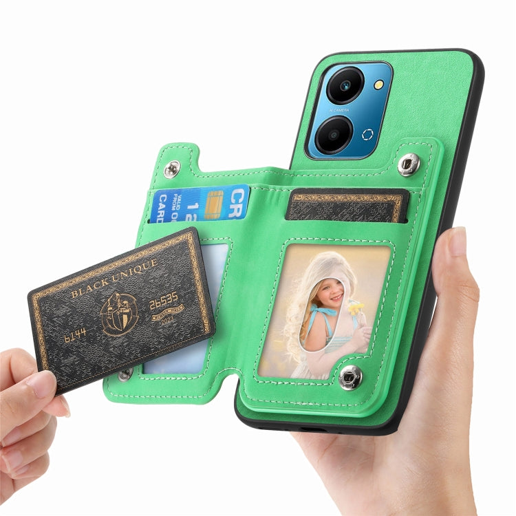 For Honor 100 Pro Retro MagSafe Zipper Wallet Card Bag Back Phone Case(Green) - Honor Cases by PMC TechLife | Online Shopping South Africa | PMC TechLife | Buy Now Pay Later Mobicred